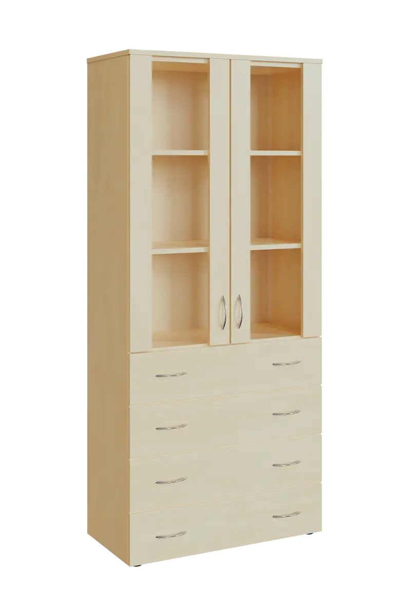 N 5 - 84ZS kancelářská skříň, 2-dveřová/prosklená/zásuvky, 1800x800x400, bříza irská